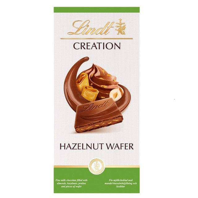 Lindt hazelnut wafer chocolate bar, imported from the UK
