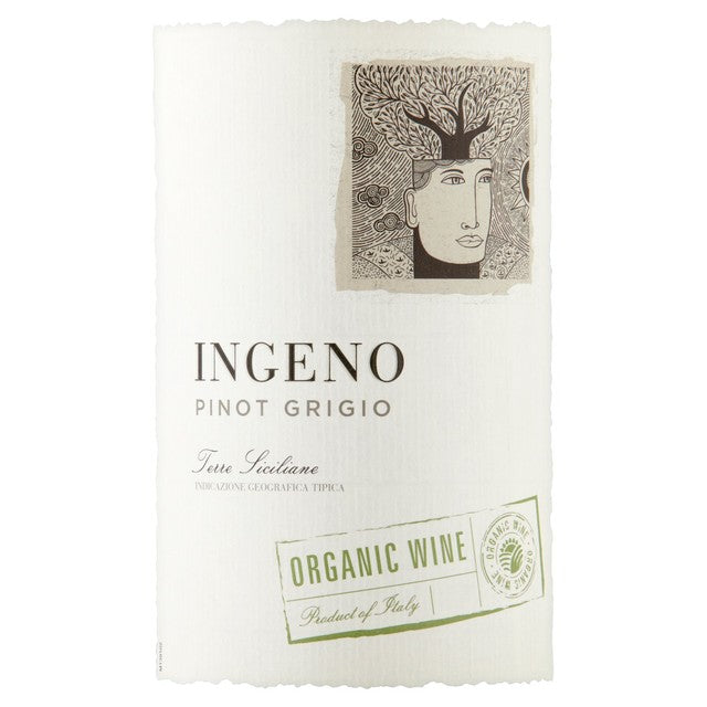 Ingeno Organic Pinot Grigio wine bottle 75cl, UK version