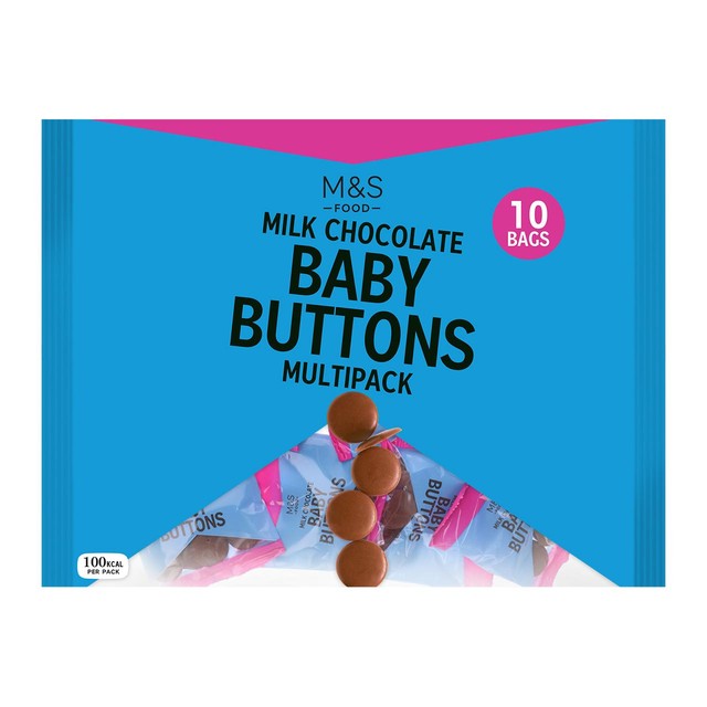M&S Milk Chocolate Baby Buttons 10 x 18g, imported from the UK