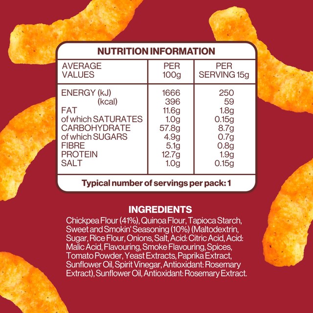 Hippeas chickpea puffs Sweet & Smokin' 5-pack, UK version