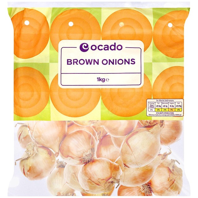 Ocado brown onions 1kg, imported from the UK
