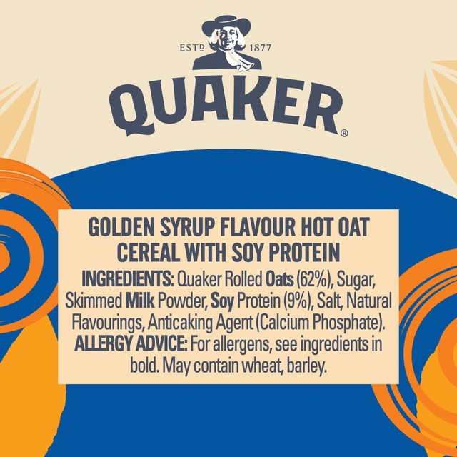 Quaker golden syrup porridge pot 63g, imported from the UK