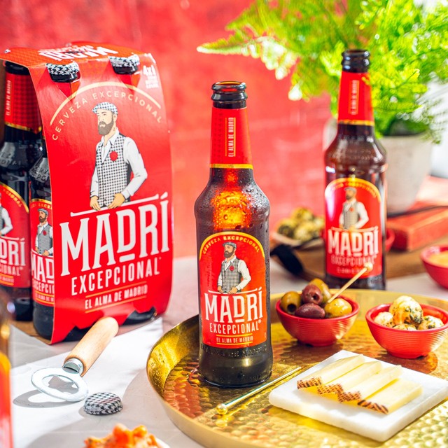 Madri Excepcional lager 4 x 330ml bottles, imported from the UK