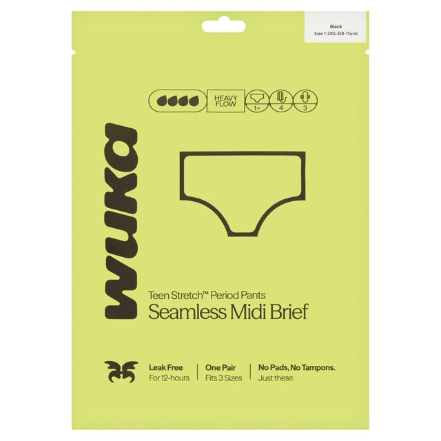 WUKA Teen Heavy Flow Period Pants Midi Brief Age 8-12 (British brand)