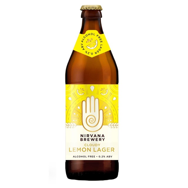 Nirvana Cloudy Lemon Lager 500ml bottle, imported from the UK