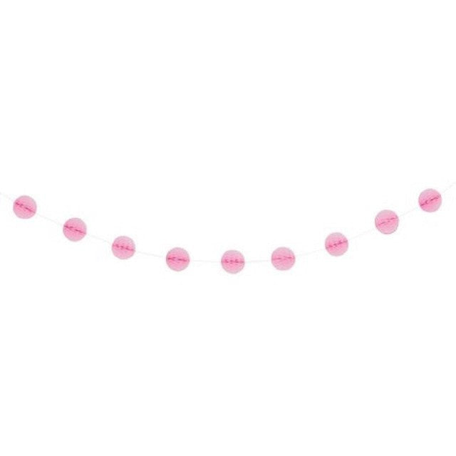 Unique Party pink honeycomb ball garland 7ft, imported from the UK