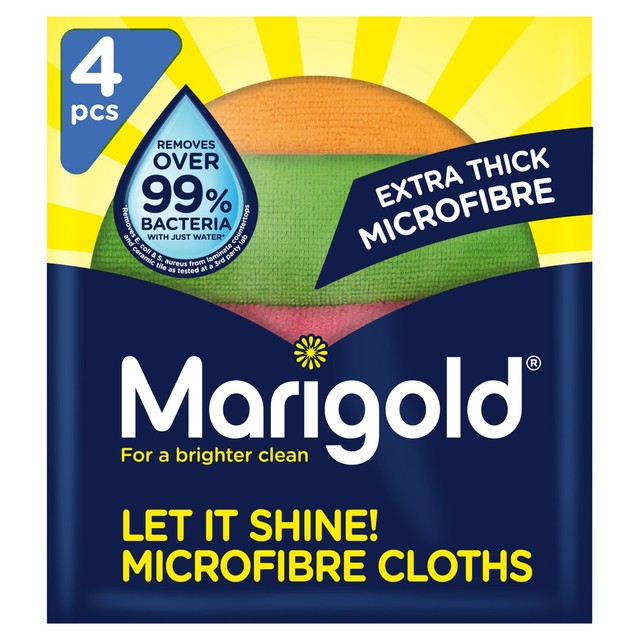 Marigold Let It Shine microfibre cloths 30x30cm 4-pack, imported from the UK