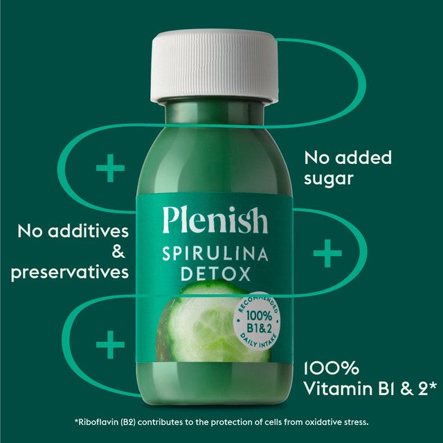 Shot détox pomme et spiruline Plenish 60 ml, importé du Royaume-Uni