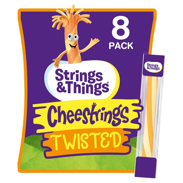 Strings & Things Cheestrings Twisted cheese snack sticks 8 x 20g - British product