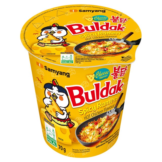 Buldak instant noodle cup cheese flavour - British product