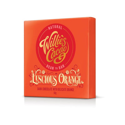 M&S Willie's Cacao Dark Chocolate with Orange Vegan Chocolate Bar 50g- Buy online at McGrocer