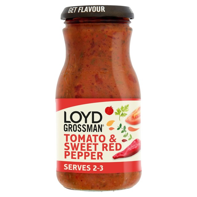 Loyd Grossman Tomato & Sweet Red Pepper pasta sauce 350g jar, UK version