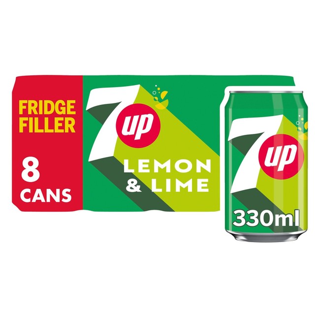 7up Regular Lemon and Lime soft drink 330ml Pack (British brand)