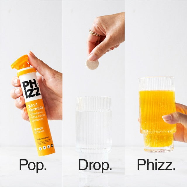 Phizz orange multivitamin effervescent tablets 60 pack, imported from the UK