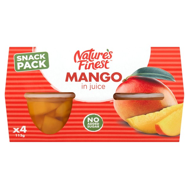 Nature's Finest fruit pots mango in juice 4 x 113g, imported from the UK