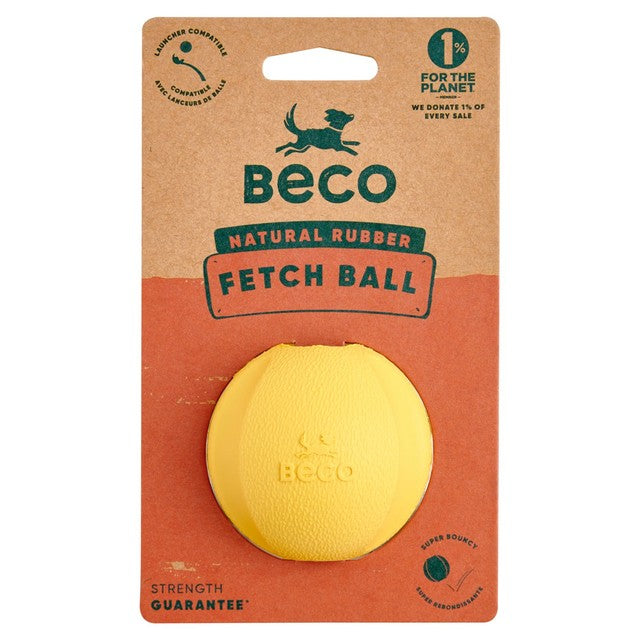 Beco Pets natural rubber fetch ball yellow - British product