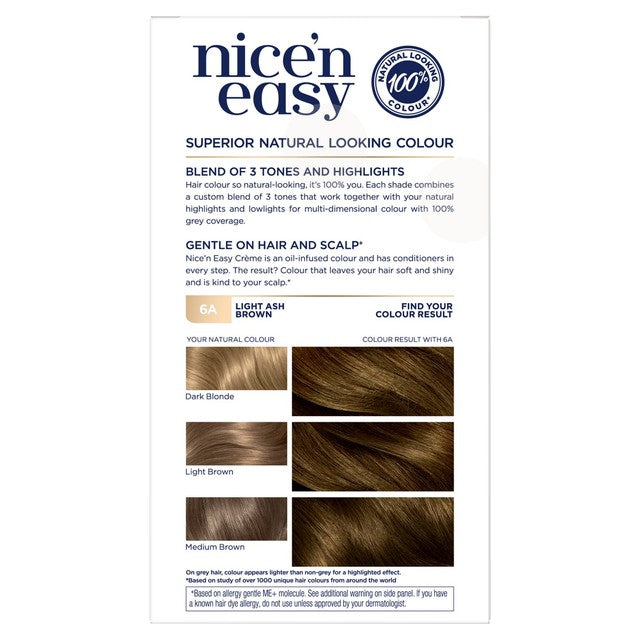 Clairol Nice'n Easy hair dye 6A Light Ash Brown 60ml - British product