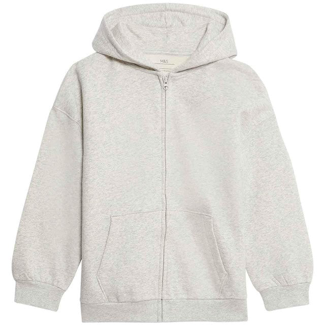 M&S girls zip hoodie grey marl 6-7 years, imported from the UK