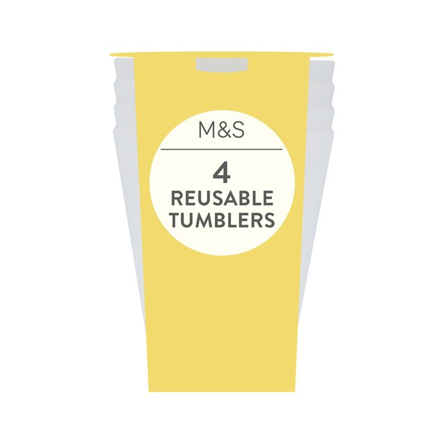 M&S white reusable picnic tumblers 4 pack, imported from the UK