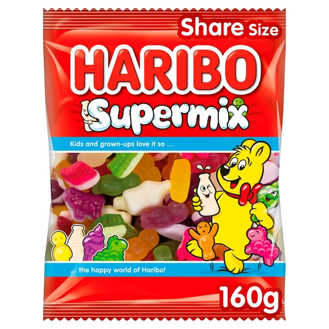 Haribo Super Mix fruit and milk gum sweets 160g, UK version