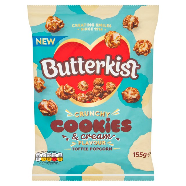 Butterkist popcorn cookies and cream toffee (British brand)