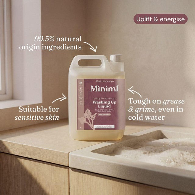 Miniml washing up liquid Rhubarb & Lemon 5L, imported from the UK