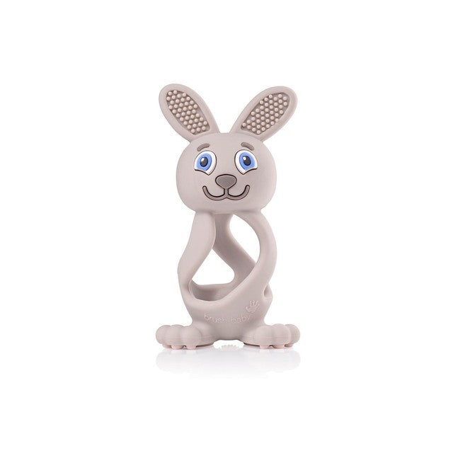 Brush-Baby Bobbie Bunny Baby Teether Toy Cappuccino Grey - British product