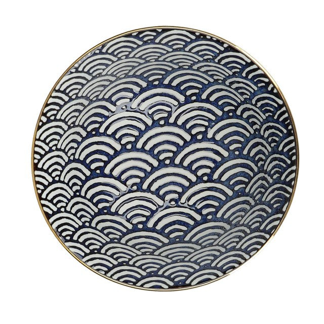Mikasa Satori porcelain rice bowl indigo blue, imported from the UK