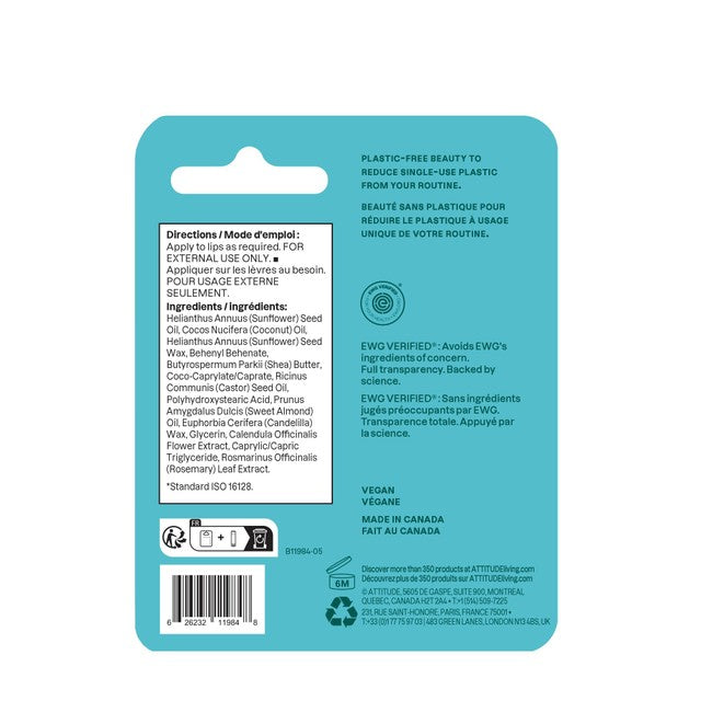 Attitude unscented lip balm 8.5g - British product