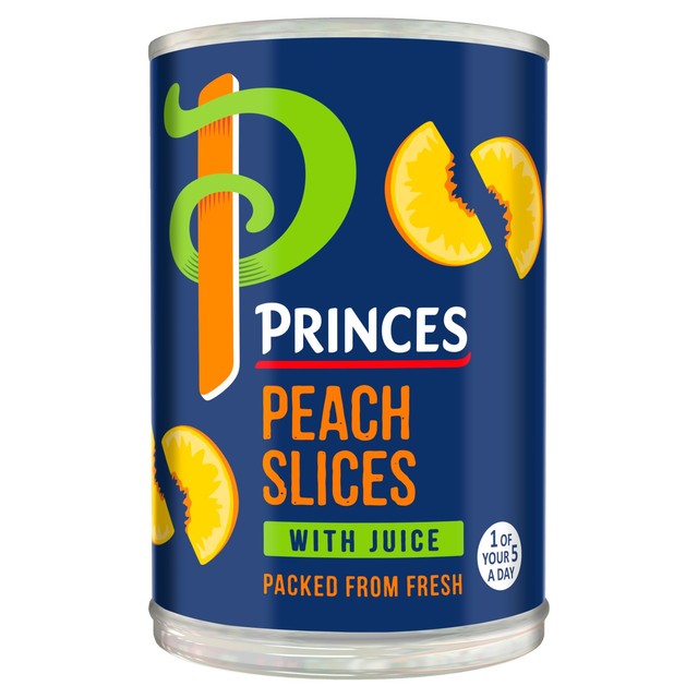 Princes canned peach slices in grape juice 410g, imported from the UK
