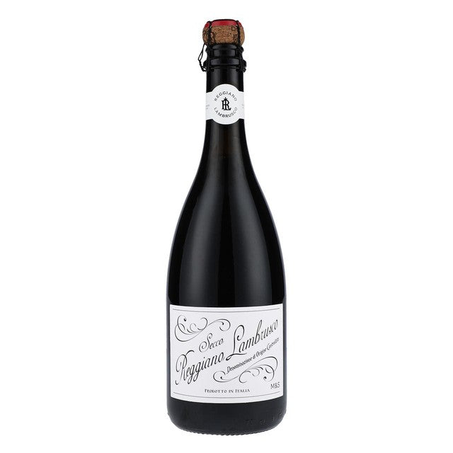 M&S Secco Reggiano Lambrusco sparkling red wine - British product