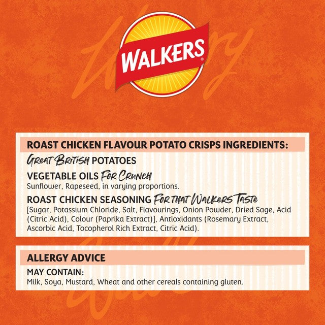 Walkers Roast Chicken crisps 6 bags (British brand)