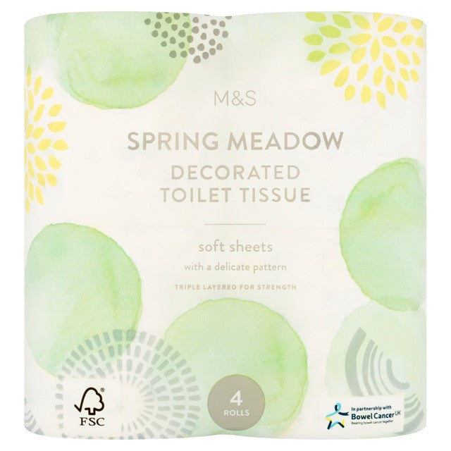 M&S Spring Meadows decorated toilet paper 4 rolls, imported from the UK