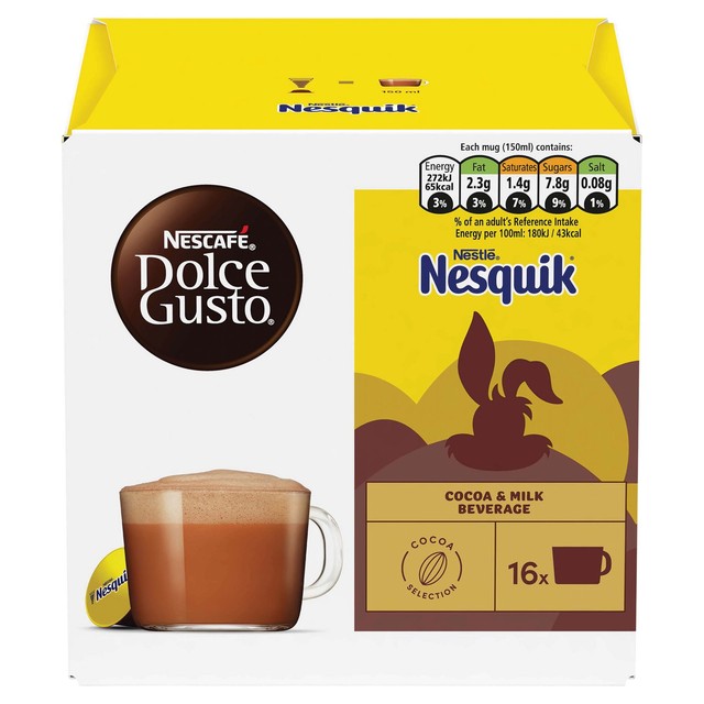 Nescafe Dolce Gusto Nesquik chocolate capsules 16 pack, imported from the UK