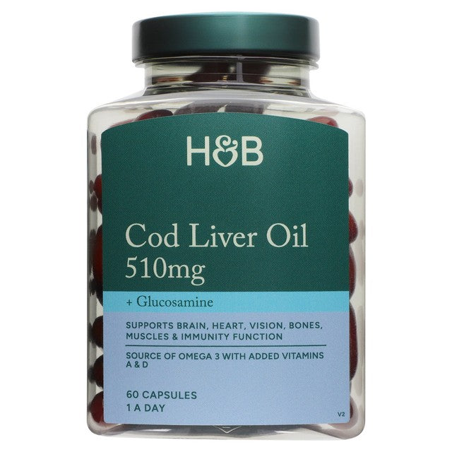 Holland & Barrett cod liver oil glucosamine capsules 60 pack, UK version