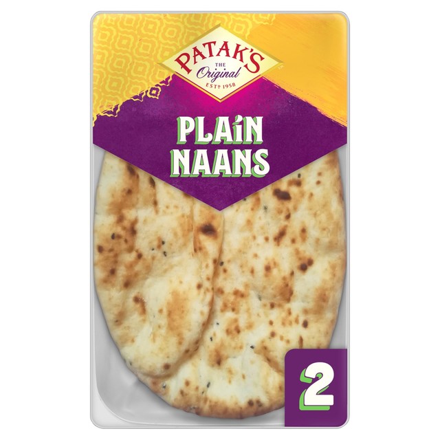 Patak's plain naan bread pack of 2, imported from the UK