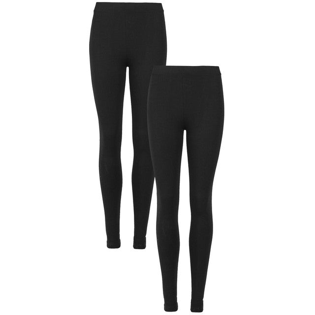 M&S Womens 2pk High Waisted Leggings, Size 16, Black/Black