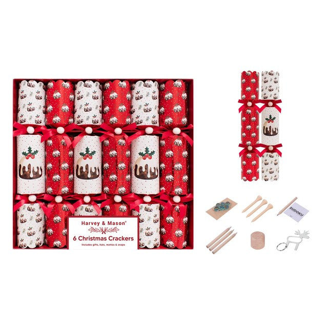 RSW International Christmas pudding crackers pack, imported from the UK