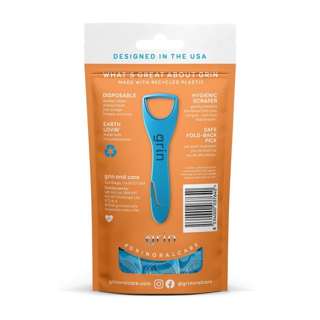 Grin disposable tongue cleaners 20 count, UK version
