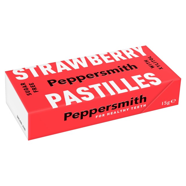 Peppersmith strawberry sugar-free pastilles 15g, imported from the UK