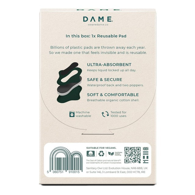 DAME reusable regular period pad 20.5cm - British product