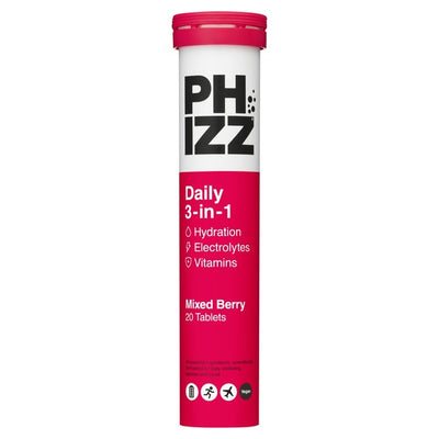 Phizz Mixed Berry Hydration Electrolyte and Vitamin Effervescent Tablet 20 Tablets