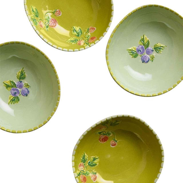 M&S floral melamine cereal bowl set of 4 green - British product
