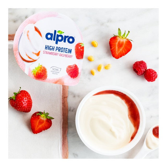 Alpro Greek Style Strawberry Raspberry Dairy Free Yoghurt 150g - British product