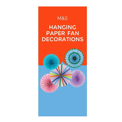 M&S Rainbow Hanging Paper Fan Decorations 5 per pack