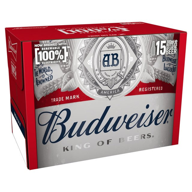 Budweiser Lagerbierflaschen, 15 x 300 ml – Britisches Produkt