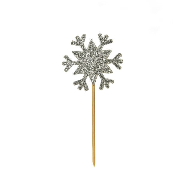 Anniversary House silver glitter snowflake Christmas cupcake toppers 12 pack (British brand)