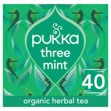 Pukka Three Mint Herbal Tea 40 bags, imported from the UK