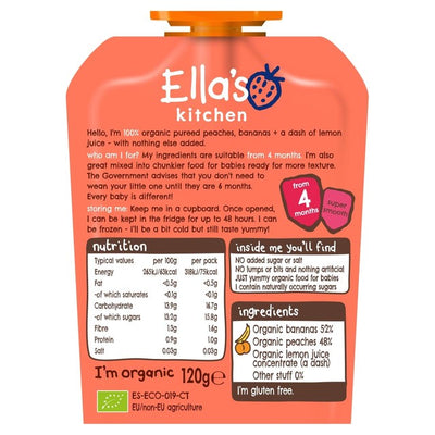 Ella's Kitchen Fersken og Bananer Babymatpurépose 120g