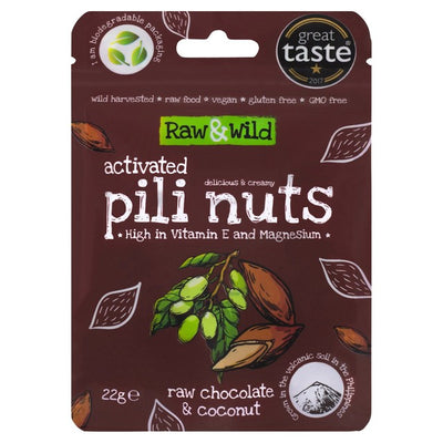 M&S Raw & Wild Activated Pili Nuts Raw Chocolate & Coconut Organic Snack 22g- Buy online at McGrocer
